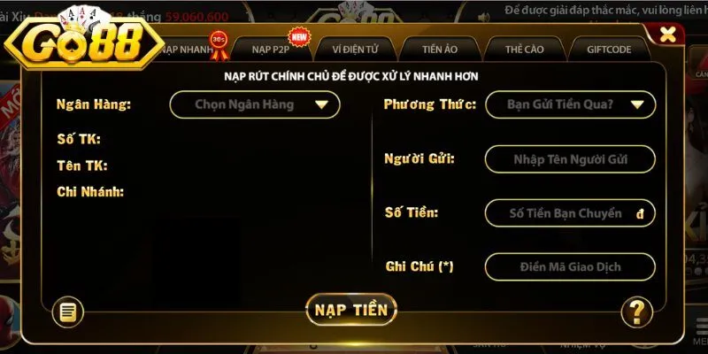 Nạp Tiền Go88: Hướng Dẫn Chi Tiết Các Phương Thức An Toàn 3 Sunwin Nạp tiền Go88 thuận tiện gói gọn trong 3 bước
