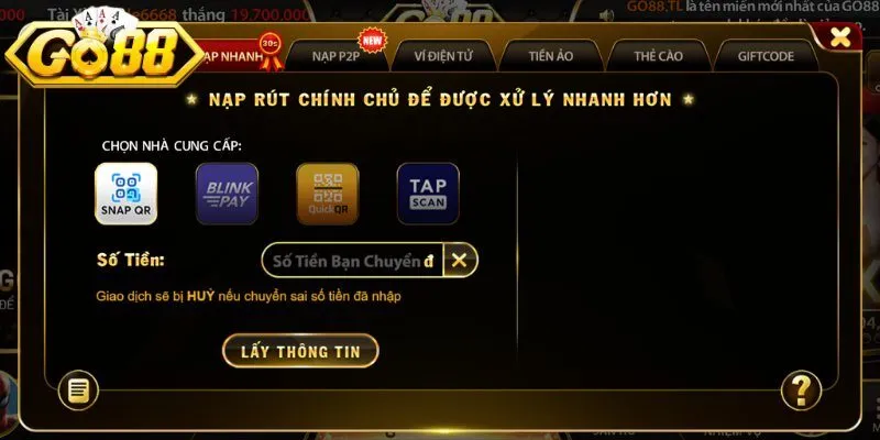 Nạp Tiền Go88: Hướng Dẫn Chi Tiết Các Phương Thức An Toàn 2 Sunwin Đa dạng phương thức cung cấp tiền vốn